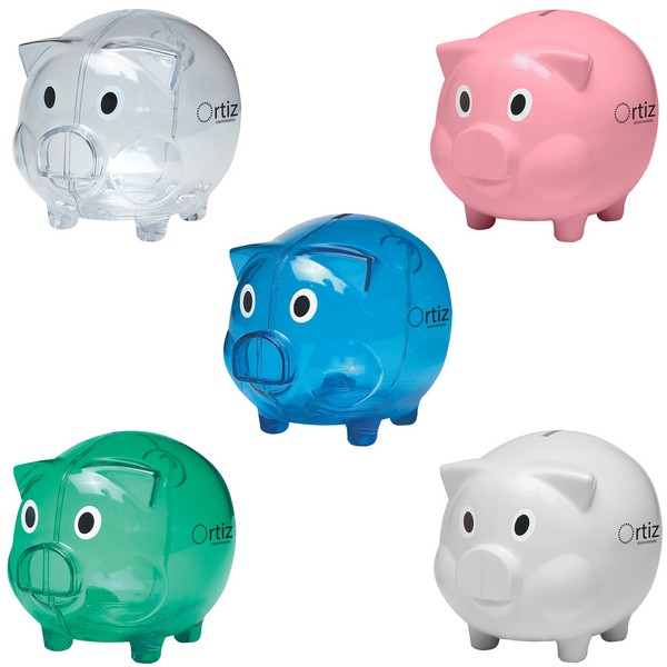 TH4062 Plastic Piggy Bank with Custom Imprint